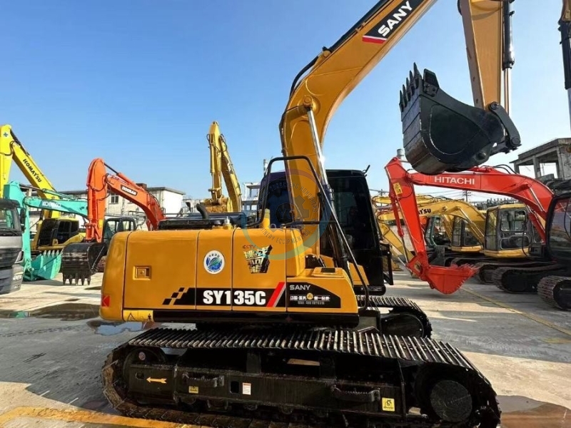 13.5 Ton SY135C Hydraulic Used Sany Excavator Trackhoe Crawler Digger