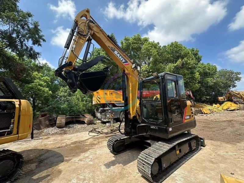 Compact Mini Sany SY60C Used Excavator With Hydraulic Thumb Clamp Quick Connection